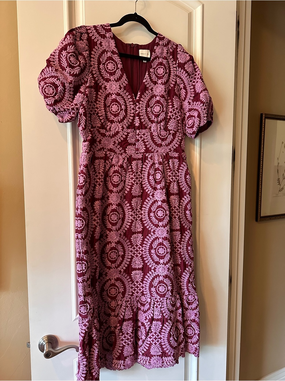 Adelyn Rae Rose Pink Embroidered Midi Dress